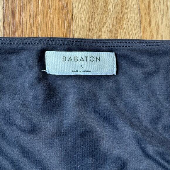 Babaton Black Long Sleeve Square Neck Double Layer Contour Crop Top Size S - Picture 3 of 14